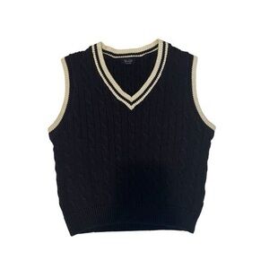Brandy Melville Blue & White Varsity V-Neck Sweater Vest